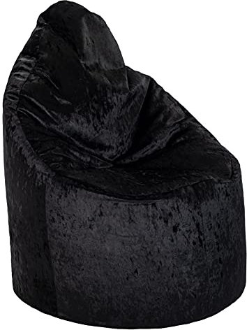Hippo Pouf Chaise Longue Gaming 'Bijou' en Velours Concassé | Chaise De Jeu pour Salle De Séjour Intérieure | Conception Ergonomique pour des Heures De Détente (Ebony)