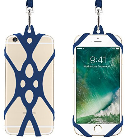 Remeel Handy Lanyard mit universalem Handyhülle Halter aus Silikon für iPhone Samsung Nokia Motorola Huawei und auch für alle Größen von Smartphones (Dunkelblau)
