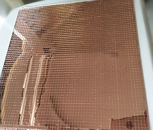 Fogli autoadesivi a mosaico di piccole piastrelle a specchio, in vetro a specchio colorato Oro rosa chiaro.