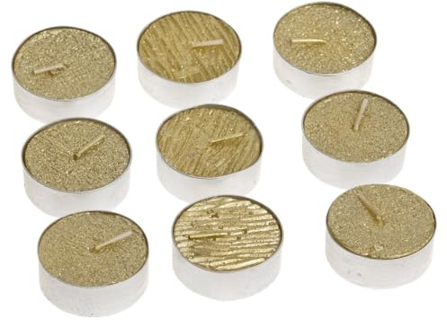 Lot de 9 Bougies Chauffe Plat Or pailleté D 3.8 cm - Feeric Christmas