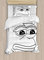 ABAKUHAUS Humor Bettbezugs Set für Einzelbetten, Weinend Frosch Meme Cartoon, Milbensicher Allergiker geeignet mit Kissenbezug, 130 x 200 cm, Schwarz Weiß