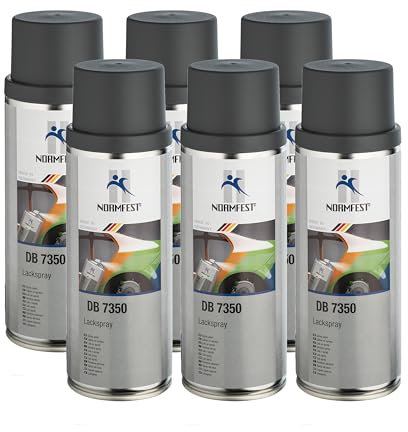 Normfest Lackspray DB 7350 Novagrau – seidenglänzender Nitro-Kombinationslack, hohe Deckkraft, witterungsbeständig, ideal für Metall, Kunststoff, Holz und mehr, schnelltrocknend, 6x 400 ml