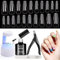 Beetles 5 in 1 Gel Nail Extension Kit - Easy Application Set With Base Coat, Pre-shaped Long Coffin Tips, LED Lamp, and Acrylic Clipper for Nail Art