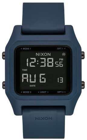 NIXON Staple A1309-100m Water Resistant Men's Digital Sport Watch (38mm Face, 22mm PU/Rubber/Silicone Band) - Dark Slate - Made with #Tide Recycled Ocean Plastics