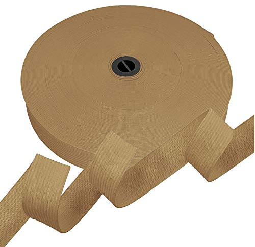 25m Gummiband Gummilitze 20mm flach gestrickt Stretch Elastisch in 19 Farben, Gurtband:894 beige