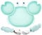 Linowos Assiette à ventouse en silicone pour tout-petits avec fourchette et cuillère – Assiette divisée pour l'auto-alimentation – Assiette et bol pour bébé et tout-petit