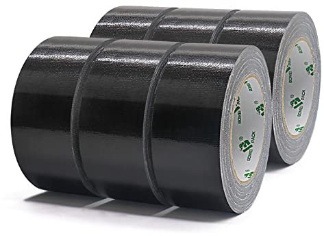 Bomei Lot de 6 rouleaux de ruban adhésif en tissu noir 190 microns x 48 mm x 35 m
