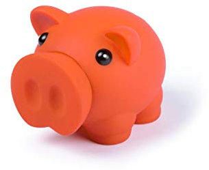 Tirelire cochon avec corps doux et finition caoutchouc aux couleurs vives, petite tirelire originale pour enfants avec bouchon. Tirelire de voyage légère et résistante (orange)