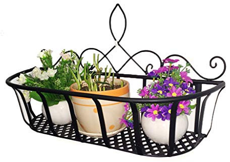 Contenants et accessoires pour plantes Support à fleurs mural en fer forgé Jardin jardinage clôture fleur stand Présentoir d'extérieur pour plantes en pot Support de pot de fleur suspendu pour salon D