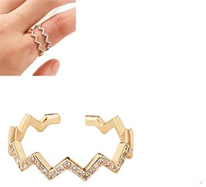 to My Daughter Highs and Lows Inspirational Ring,Wave Pattern Zircon Inlaid Ring,Adjustable Opening Wave Pattern Ring with Zircon Inlaid for Teens Girls Women (Gold)