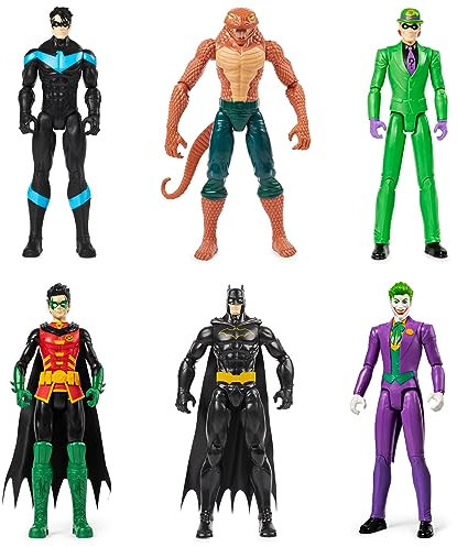 DC Comics - Batman Set von 6 Actionfiguren 30cm inklusive Batman Robin Nightwing The Joker The Riddler und Copperhead