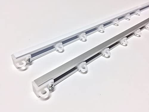 GLOBALCORPORATION Binario per tende a soffitto in alluminio bianco e argento con scorrevoli da interno bastone per tendaggi moderni scorrimento manuale strappo completo (400 Centimetri, BIANCO)