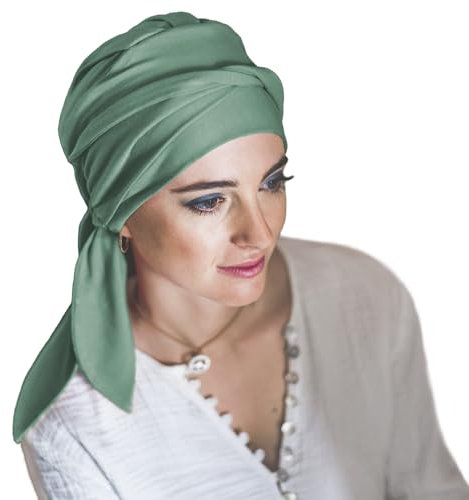 CAREBELL Smooth Turban Bonnet oncologique en bambou pour chimiothérapie alopécie, bleu aqua