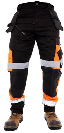 Juicy Trendz® Arbeitshose Herren reflektierendes Band Warnschutz Arbeitshose für Herren