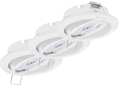 Oktaplex 3er Set Dijon LED Deckenspots 230V schwenkbar 22mm Einbautiefe | Warmweiß 3000K, Lochmaß 68mm, 4,8W, 380lm, 110°, Einbaustrahler Weiß ultra flach