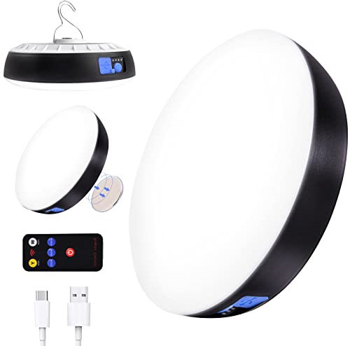 Flintronic Camping Lantern USB Rechargeable, 8000mAh Power Bank 1800LM Solar Camping Light, 4 Modes, 2 Colors White&Warm White, Waterproof Tent Light with Magnet for Fishing, Emergency, Power Cuts