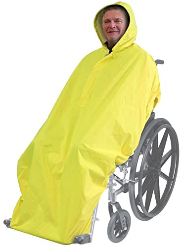 ANYOO Wasserdichte Poncho Abdeckung für Rollstühle Leichter Regenponcho Cape Shield mit Gummibändern Bietet Trockenschutz für Rollstühle, Gelb, Einheitsgröße