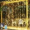 Joycome Solar Lichtervorhang Aussen 3m x 3m 300 LED Lichterketten vorhang mit Fernbedienung, 8 Modi Solar Wasserfall Lichterkette für Außen Garten Pavillon Balkon Hochzeit Party Deko - Warmweiß