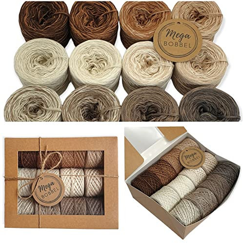 MegaBobbel-Box - Steppenfee- Lacegarn Stricken Häkeln Garn Wolle Bobbel (12 x 22g - ca. 85m - ges.: ca. 1000m)