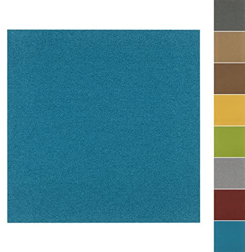FLODI. Heavy Duty Carpet Tiles Edinburgh, 50 x 50 cm (Turquoise, 24 Tiles, 6 m²) Commercial Carpet Tile Flooring Squares, Bitumen Back Floor Tiles for Home, Office and Business