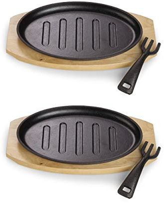 ECHTWERK Padella in ghisa con strisce e vassoio da portata, manico rimovibile, adatta per forni, barbecue, barbecue e induzione, Ø 26 x 16,7 cm, 2 pezzi