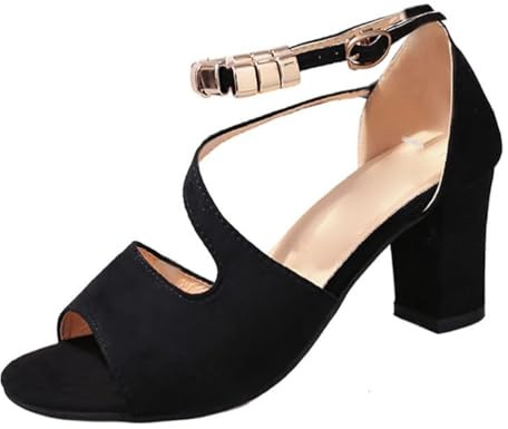 ticticlily Sandales Été Femme High Heels Sandale Escarpins Tête De Poisson Talon Block Sandales Soirée Parties Mariage Chaussure