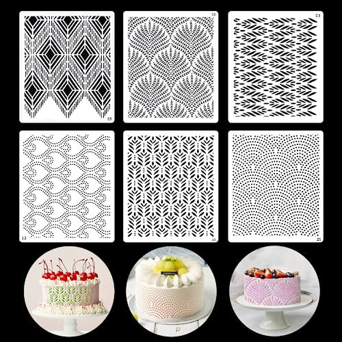 Torten Schablonen, 6 Stück Kuchenschablonen Cake Stencil Kuchen Dekoration Schablonen Kuchenvorlagen für DIY Kuchen Fondant Geburtstag Hochzeit Kuchendekoration 25 * 20,5cm