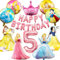 Prinzessin Geburtstag Deko 5 Jahre, Geburtstagsdeko Mädchen, Folienballon Geburtstag Peach Luftballons, Birthday Decorations, Rosa Prinzessin und Runde Folienballon Set, Geeignet Altes Mädchen