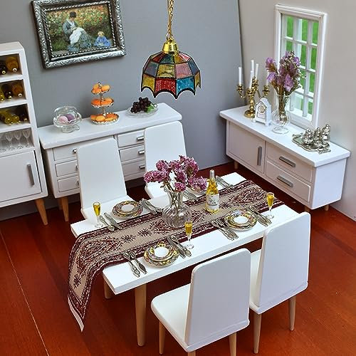 iLAND Puppenhaus zubehör im Maßstab 1:12, Teeservice, Geschirr und Minifutter (Elegant)