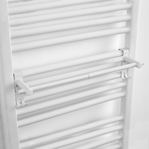EMKE Porte Serviette pour radiateur et sèche-Serviettes, Porte-Serviettes rétractable,Blanc,Multifonctionnel Porte Serviette Mural Salle de Bain (2 pièces)