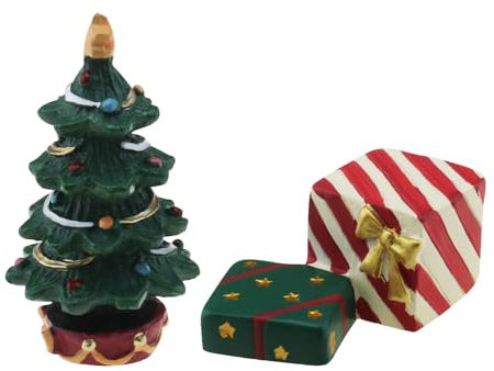 LT Easiyl 2 Stück Harz Weihnachtsdekorationen Aquarium Ornament Harz Weihnachtsbaum Geschenkbox Ornament Dekor für Küche, Wohnzimmer, Kaminregal