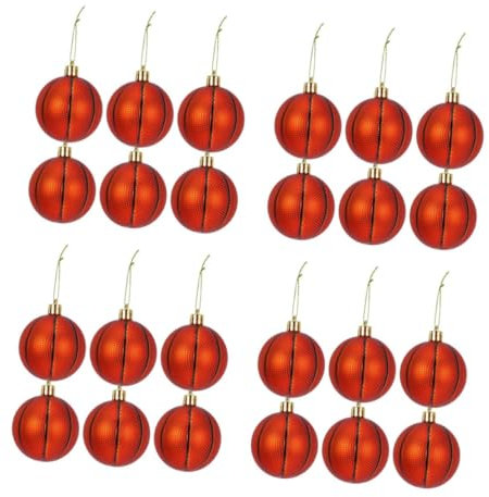 HOMSFOU 24 Stück Weihnachtsbäume Weihnachtskugeln Dekorationen Hängende Weihnachtsanhänger Schneeflockenkugel Weihnachtskugeln Basketball Weihnachtsbaumschmuck Sport-Miniball