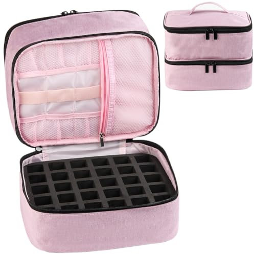 Fcozpjk Nail Polish Carrying Case, Nail Lamp Storage Bag, Pink