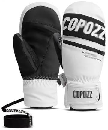 Ornrjfll Dicke Erwachsene Teenager Professionelle Snowboard Ski Handschuhe Winddicht Winter Warme Fäustlinge Weiß L