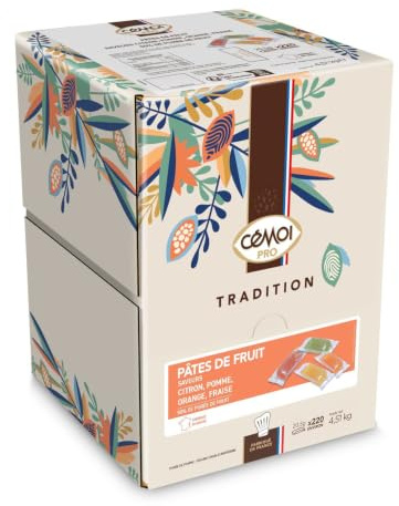 Cémoi Distributeur de 220 Pâtes de Fruits emballées individuellement Assortiment de 4 Parfums 4,510 kg