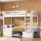Merax Etagenbett Hochbett 90x200cm mit Schließfächer und Schuhregale, Kinderbett mit Rausfallschutz und Leiter, 2 Lattenrost, Hausbett mit Stauraum, umwandelbares Bett, Jugendbett, Einzelbett, Weiß