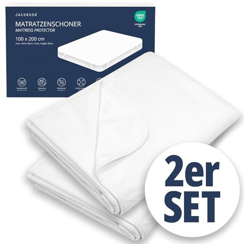 JACOBSON Matratzenschoner 100 x 200 cm - 2er Set - wasserdichte Matratzenauflage - atmungsaktiver Matratzenschutz (100x200cm, 2er Set)