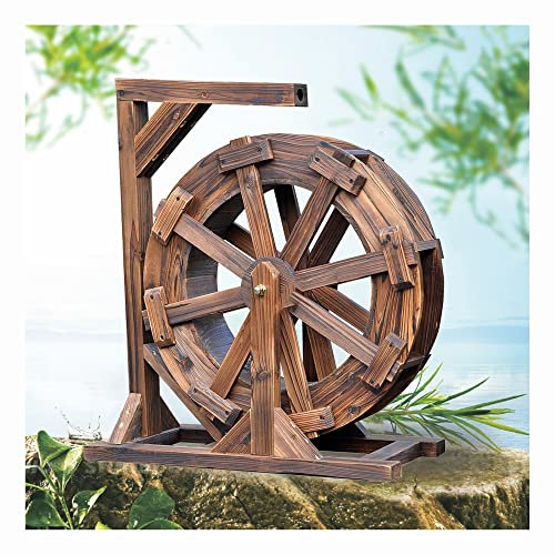 20/30/50/60/80/90 CM Fuente de Agua de jardín de Madera Fuente de Rueda de Agua Fuente de Cascada Interior al Aire Libre rústica Vintage Fuente Ruedas Feng Shui Patio Decorativo al Aire Libre, para