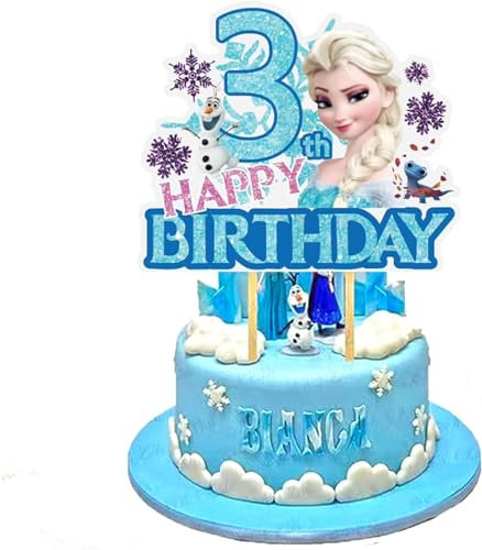 Happy Birthday Tortendeko,Dekoration für Kuchen,Cake Topper 3 Geburtstag,Tortendeko Mädchen, Tortendeko Kindergeburtstag,Cake Topper Geburtstag Deko für Mädchen Jungen Kinder (blau 3)