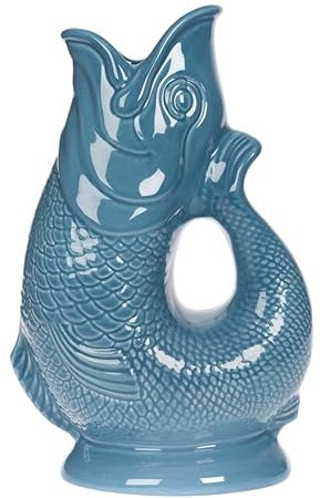 Gurgly Iconic Kingfisher Glug Jug Large 28cm 1.4L – Fish Water Jug, Decorative Fish Vase, Ornament, Carafe (Martin-pêcheur)