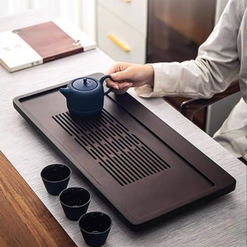 Large 19 Inch Bamboo Chinese Gongfu Tea Ceremony Tray with Drain Drainage Tea Box with Water Storage for Kungfu Kung fu Tea Set