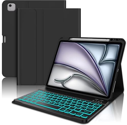 FOGARI Tastiera per iPad Air 11“ (M3) 2025/ (M2) 2024, Custodia con iPad Air 6 Generazione 11 Pollici 2025/2024, Italiano Keyboard Retroilluminata Bluetooth Staccabile, Nero