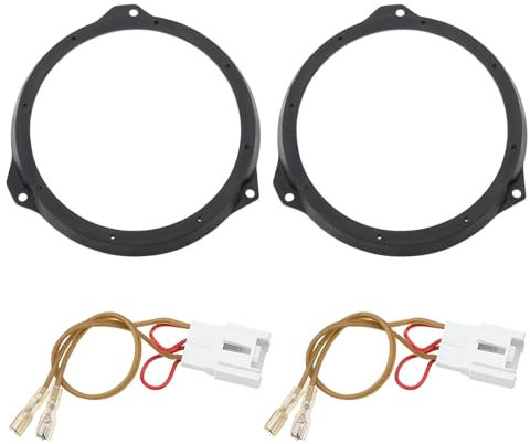 VGOL Adaptateur de Haut-Parleur 165mm Anneau de Support Adaptateur de Haut-Parleur de Porte Avant et Arrière en Plastique Compatible avec Fiesta à Partir de 2008 avec 2 Adaptateurs de Câble