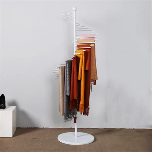 GAENZA Metall Schal Halter Display Rack Zubehör Organizer Ständer, Freistehender Gürtel Schal Kleiderbügel Hijab Organizer Rack Mit Spiraldesign Für Bekleidungsgeschäft, Zuhause,Weiß,170cm