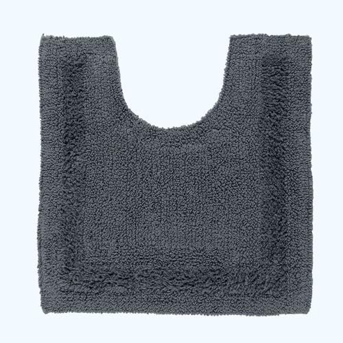 HOMESCAPES Tapis Contour WC en Coton, Tapis WC et lavabo 50x55 cm, Tapis de Bain Gris