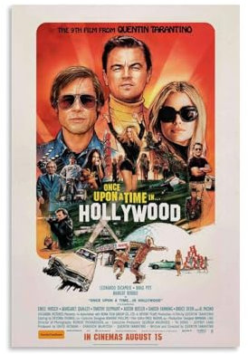 TNERPAR Once Upon A Time In Hollywood Movie Poster Dekorative Malerei Leinwand Wandkunst Wohnzimmer Poster Schlafzimmer Malerei,Wandkunst Bilddruck Moderne Familienzimmer Dekor 12x18inch(30x45cm)