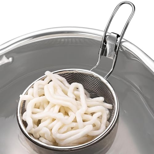 Stainless Steel Colander,Fine Hot-Pot Net Basket Strainer - Stainless Steel Sieve Sifters with Sturdy Handle for Noodles, Flour, Pastas, Tea, Vegetables