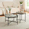 [en.casa] Couchtisch Set Lier Beistelltisch 2er Set rund Wohnzimmertische Glastische Sofatische Metallgestell Tischplette aus Glas Schwarz