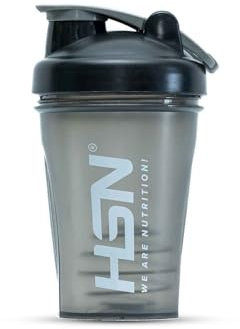 HSN Shaker We Are Nutrition - Gobelet mélangeur avec boule mélangeur, fermeture hermétique, bouchon anti-fuite, sans odeur, facile à nettoyer - 400 ml - Gris-noir