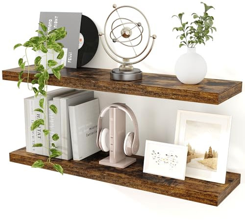 Feihorrm Wandregal Holz, Extra Breit 23,5 cm, 90cm Vintage Wandboard 2er Set, Schweberegal aus MDF Holz, Regal Wand, Regalbrett für Küche, Wohnzimmer, Schlafzimmer, Badezimmer & Arbeitszimmer